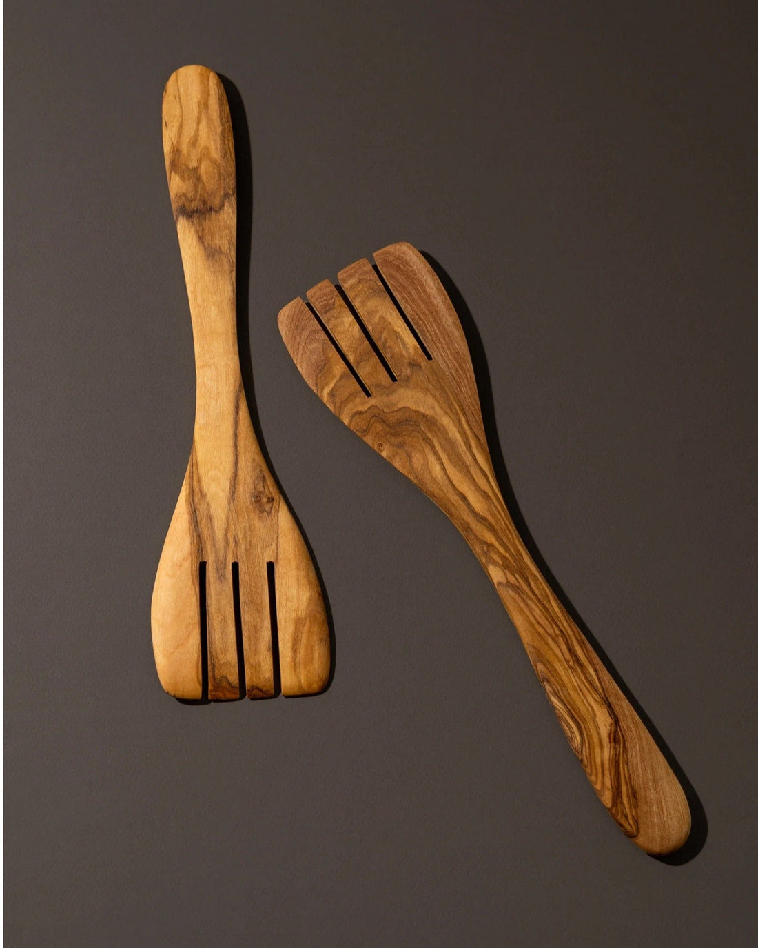 Olive Wood Serving Spatula Forks - Pair