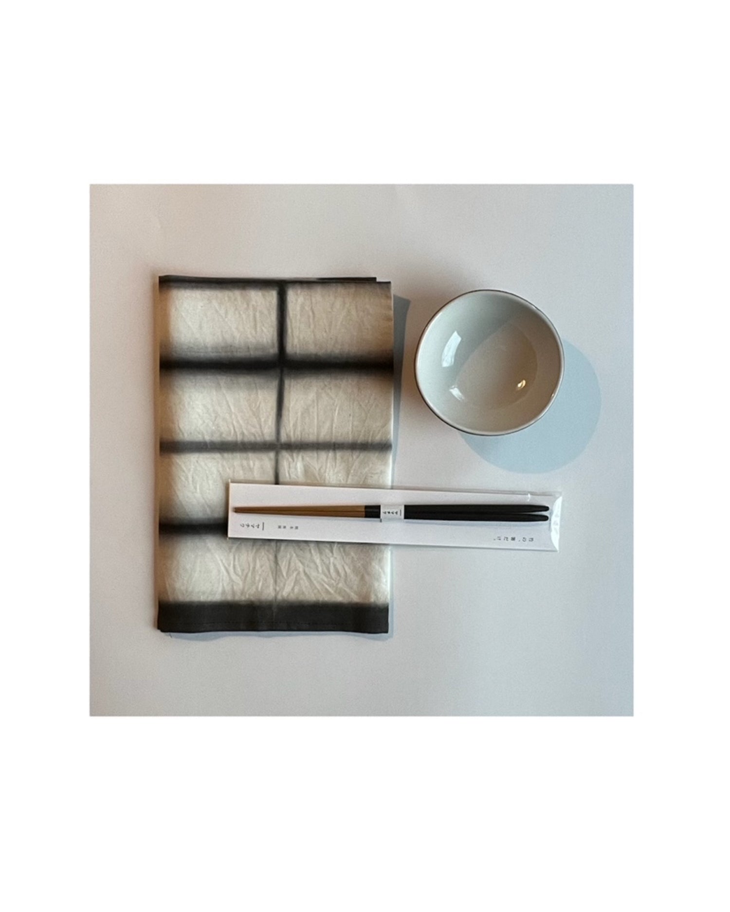 Shibori Cotton Napkin with chopsticks and bowl