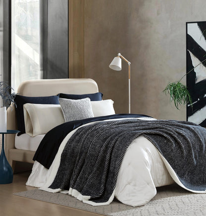 Two-Tone Ribbed Throw Pillow