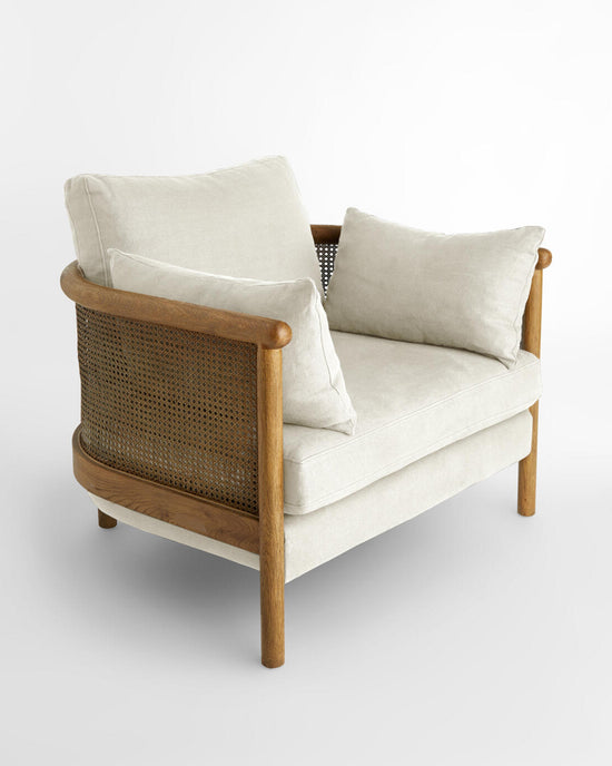 SoHo Home Sydney Cane Armchair, Washed Linen Flax