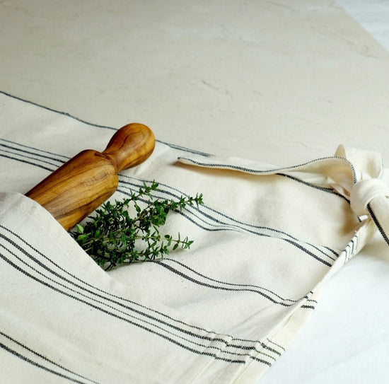 Organic Cotton Waist Apron with Pockets In Use