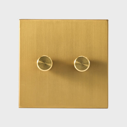 Double Rotary Wall Dimmer in Brass