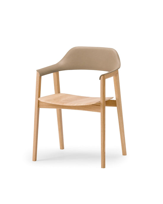 TEN Armchair Upholstered Back (Wooden Seat) Japanese Ash Natural