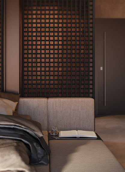 Shinjuku Room Divider, black matte in bedroom