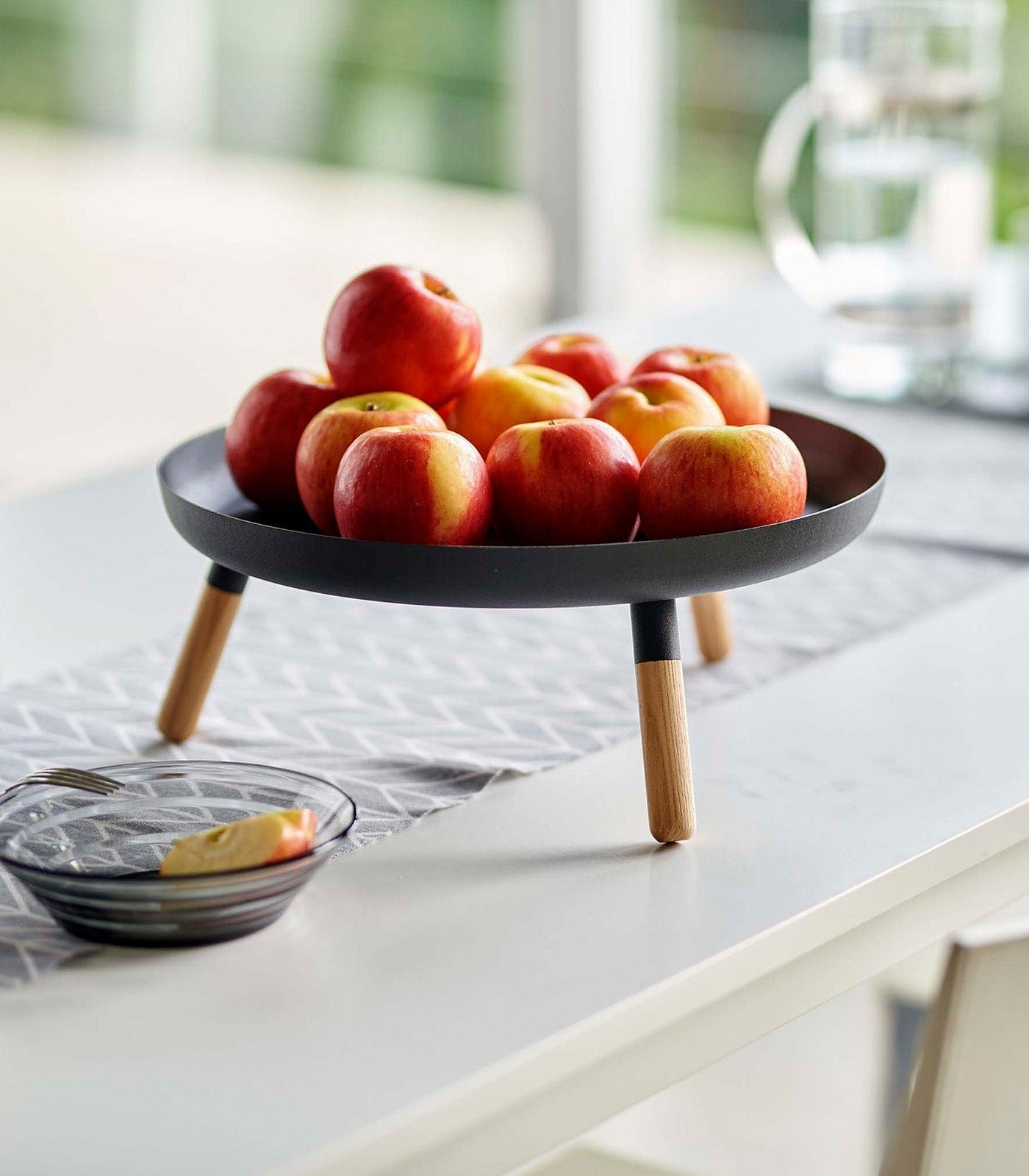 Countertop Pedestal Tray (5&quot; H)  - Steel + Wood