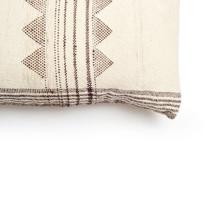 Kora White And Black Handloom Small Lumbar Pillow