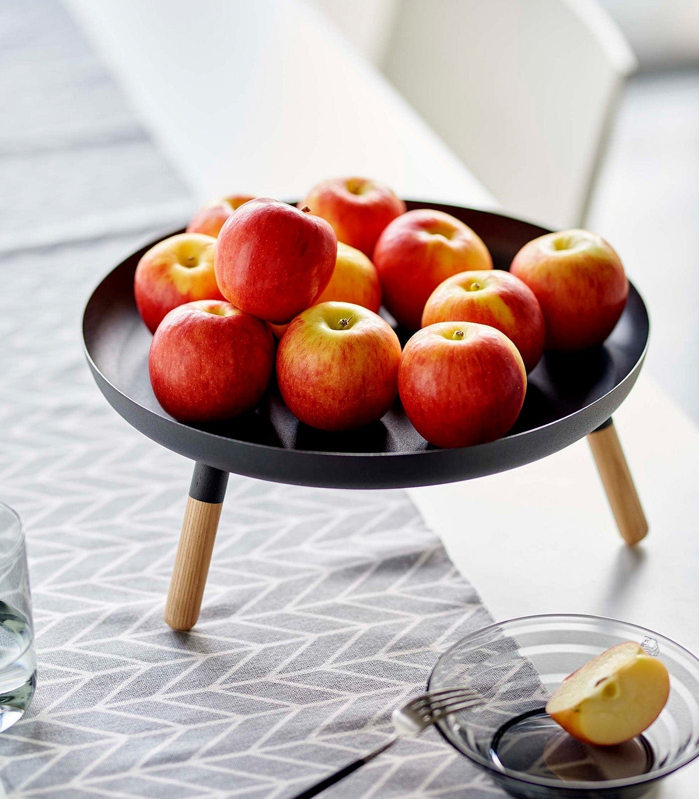 Countertop Pedestal Tray (5&quot; H)  - Steel + Wood