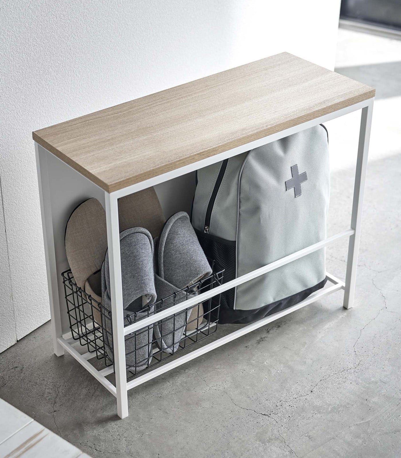 Entryway Storage Organizer &amp; Bench (18&quot; H)  - Steel + Wood