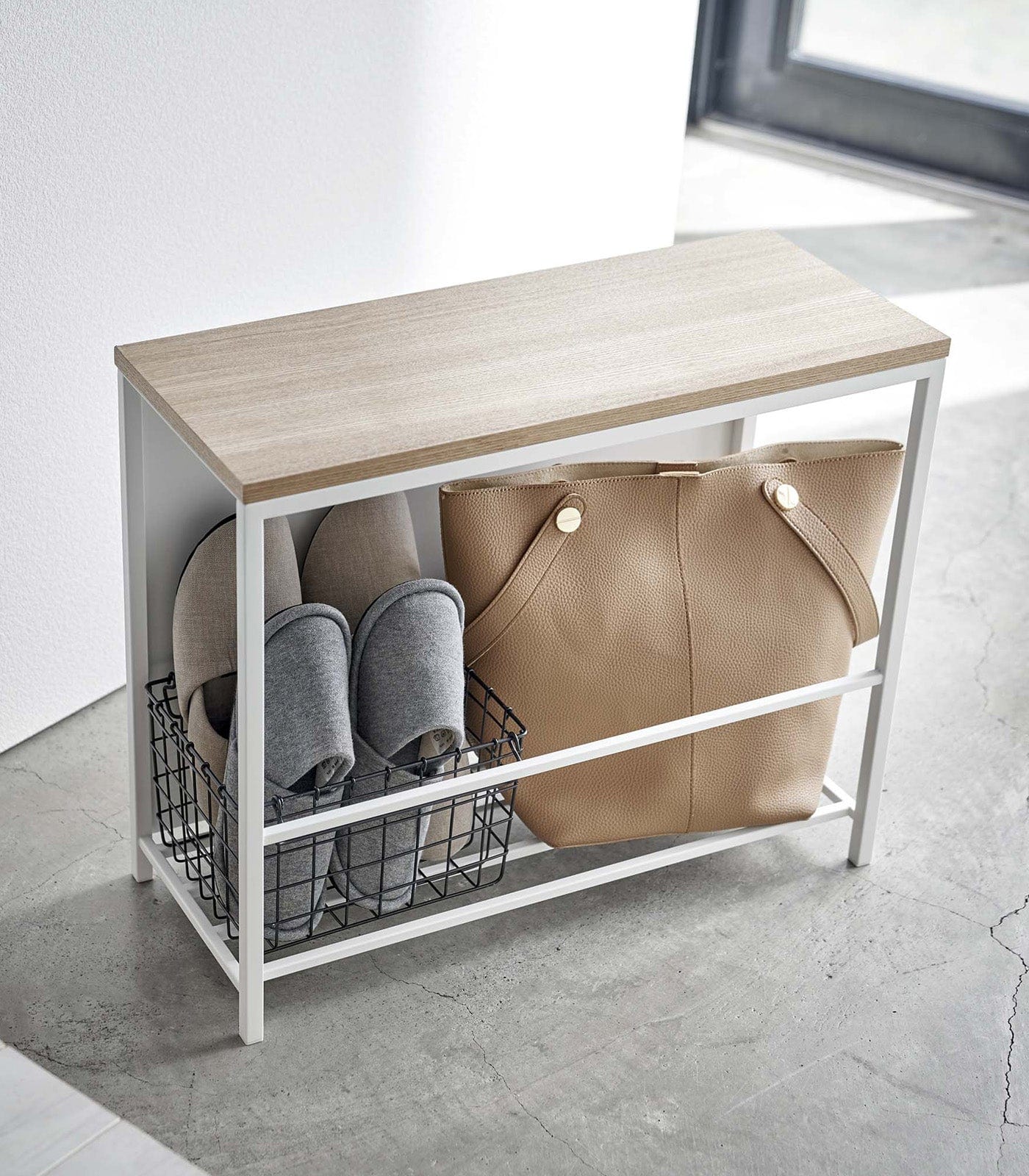 Entryway Storage Organizer &amp; Bench (18&quot; H)  - Steel + Wood