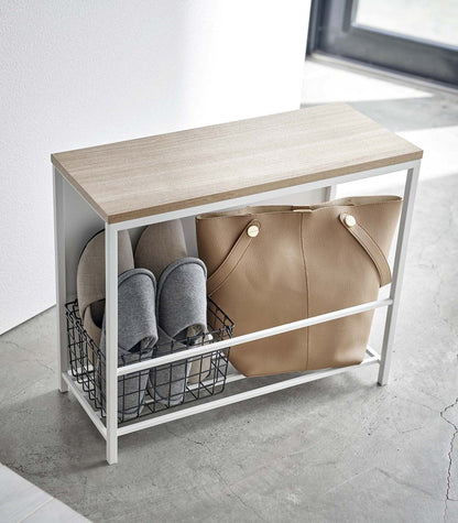 Entryway Storage Organizer &amp; Bench (18&quot; H)  - Steel + Wood