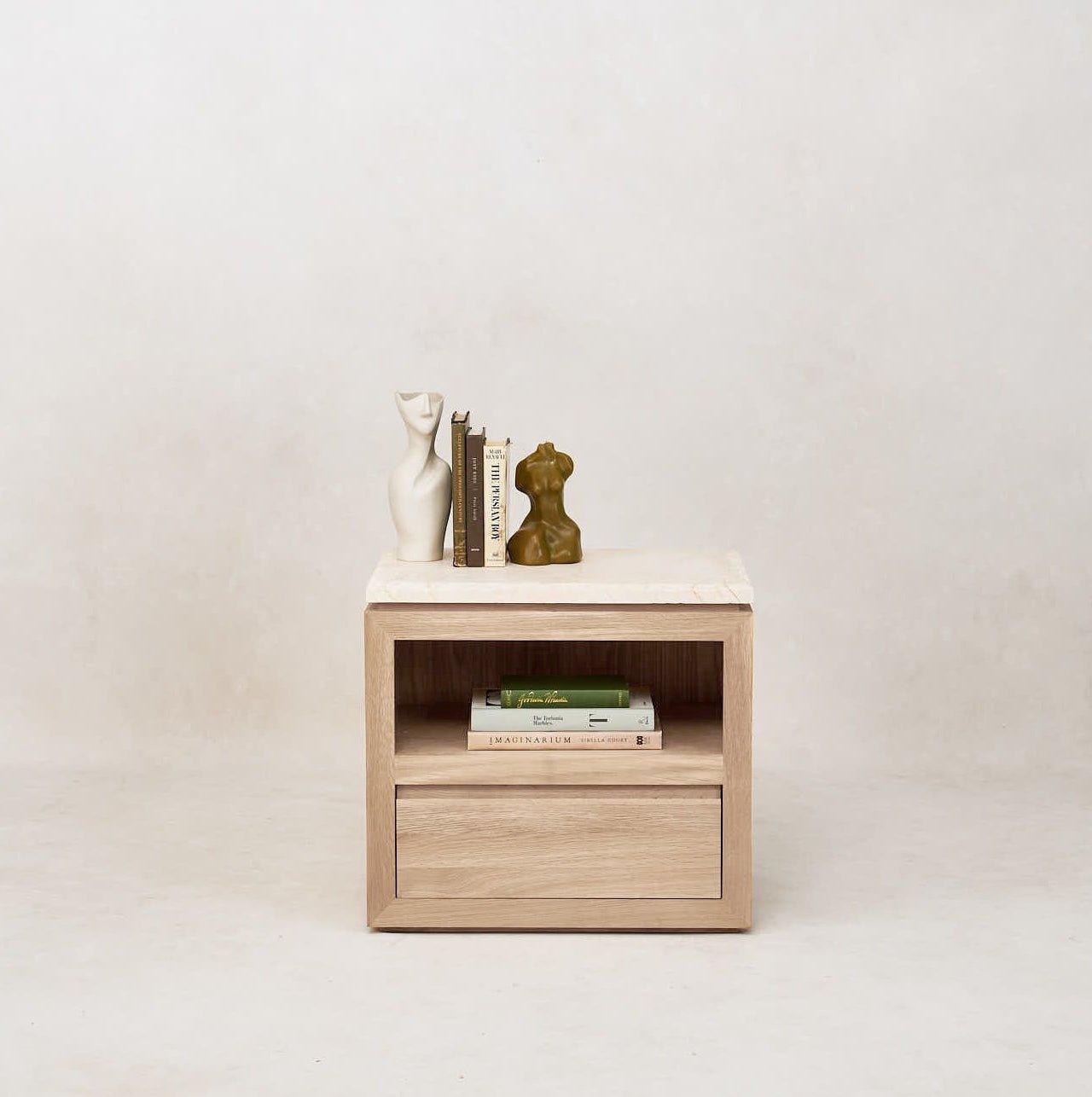 Sofita Marble Nightstand - White Oak