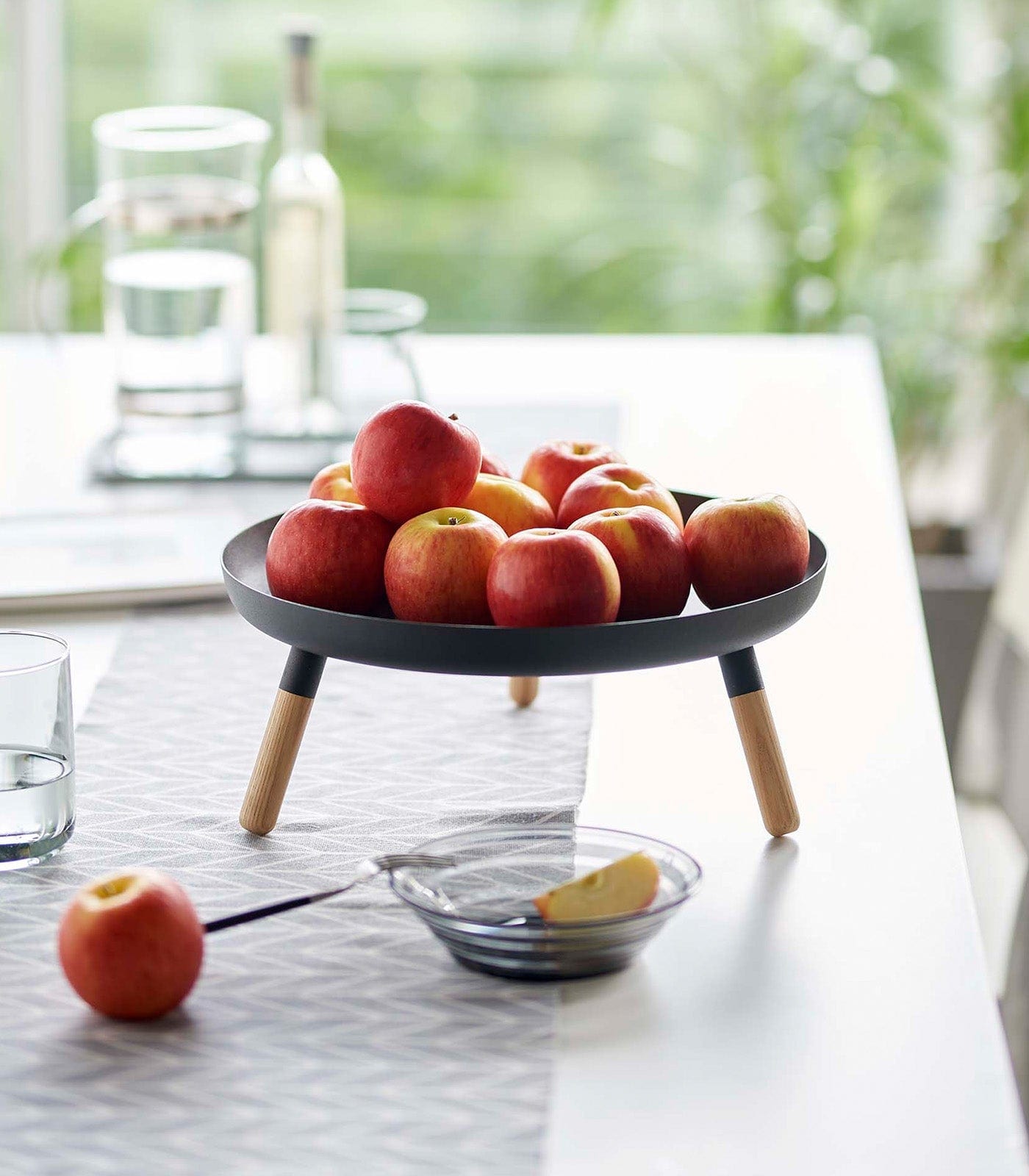 Countertop Pedestal Tray (5&quot; H)  - Steel + Wood