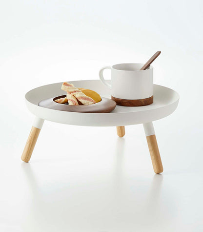 Countertop Pedestal Tray (5&quot; H)  - Steel + Wood