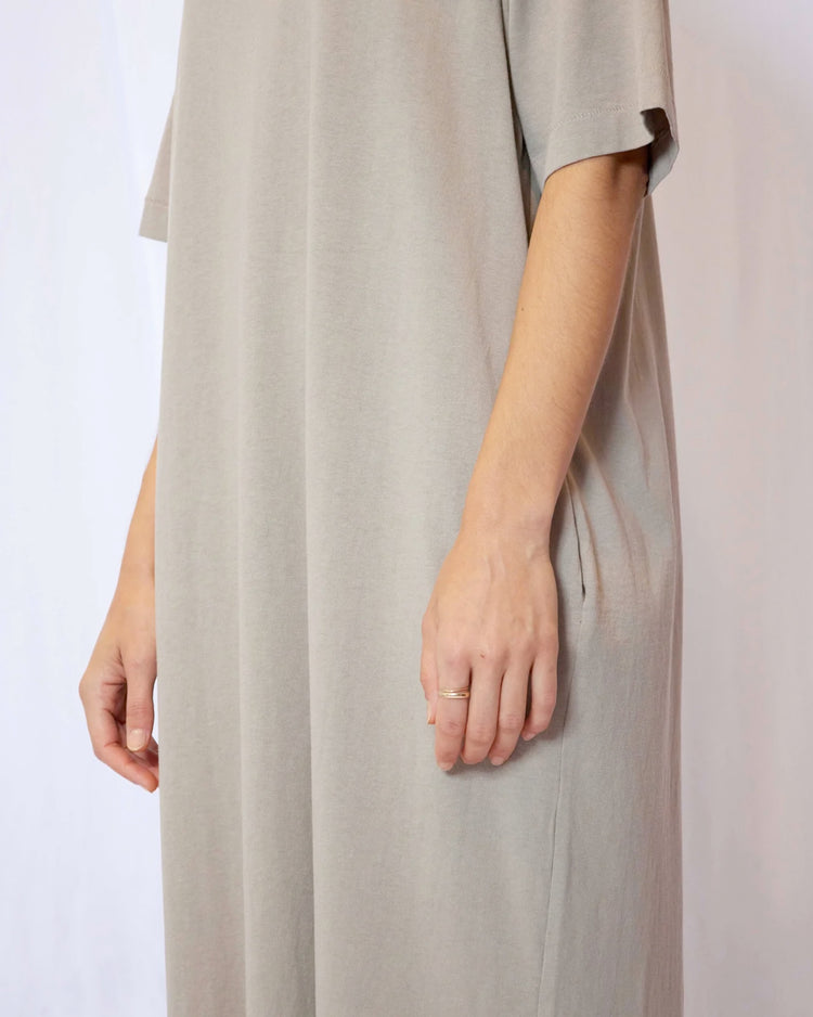 Garment Dye Half Sleeve T-Shirt Maxi Dress Closeup