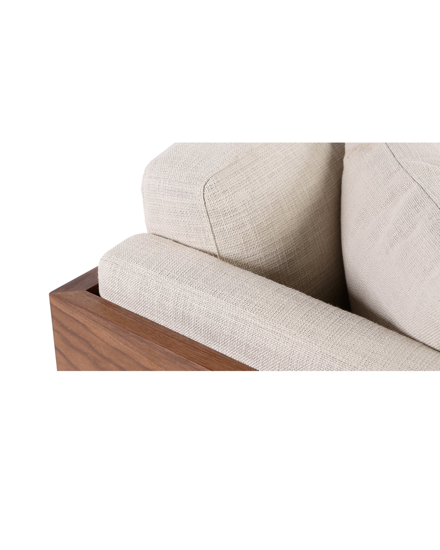 Woodrow Lush 87" Fabric Sofa, Walnut / Urban Hemp Closeup