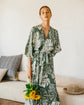 Tropical Palm Leaf Kimono in Green with Flowers