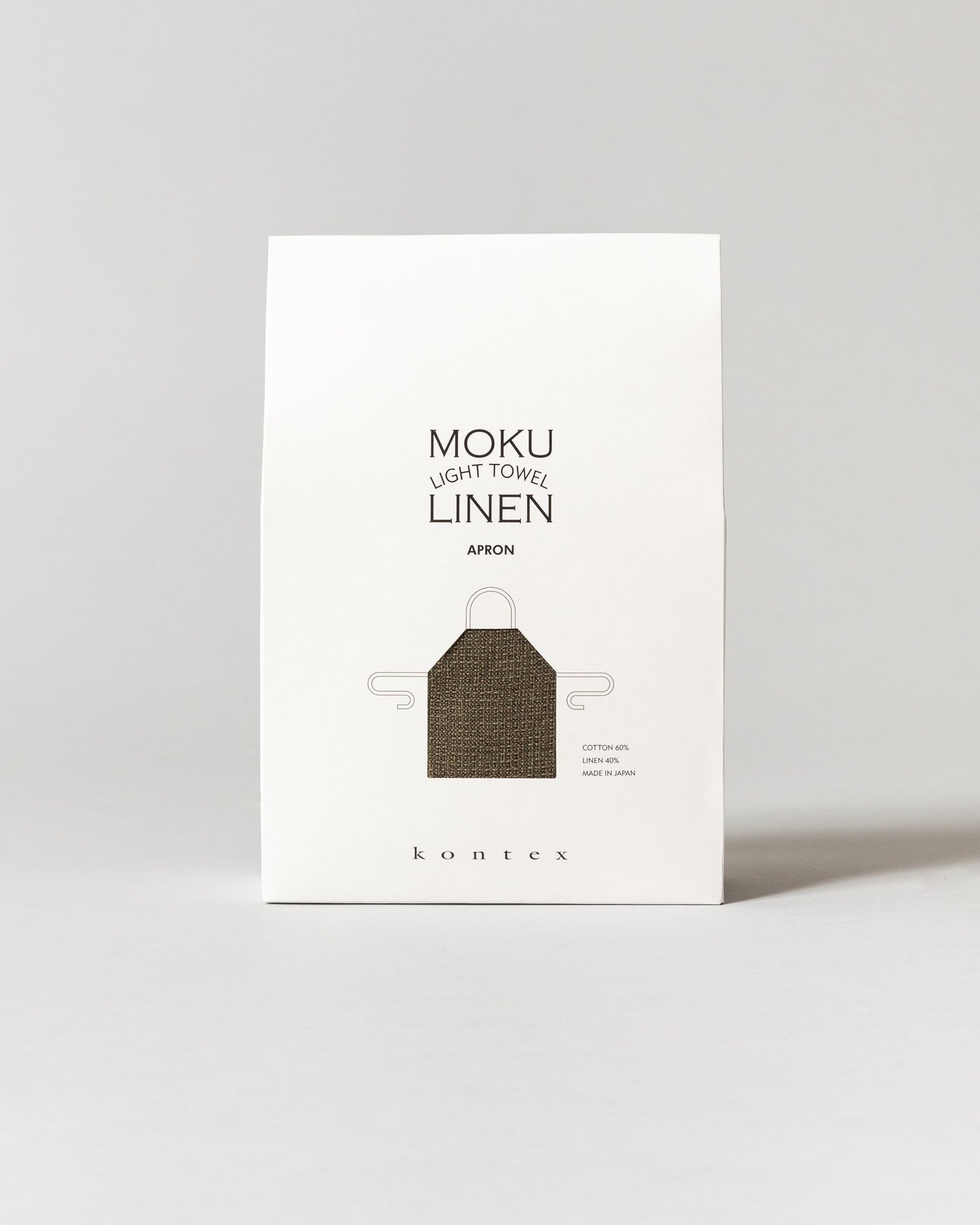 Moku Linen Apron, Olive Packaging