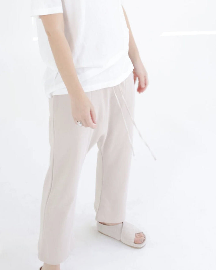 Garment Dye French Terry Baggy Sweatpants - Beige Closeup