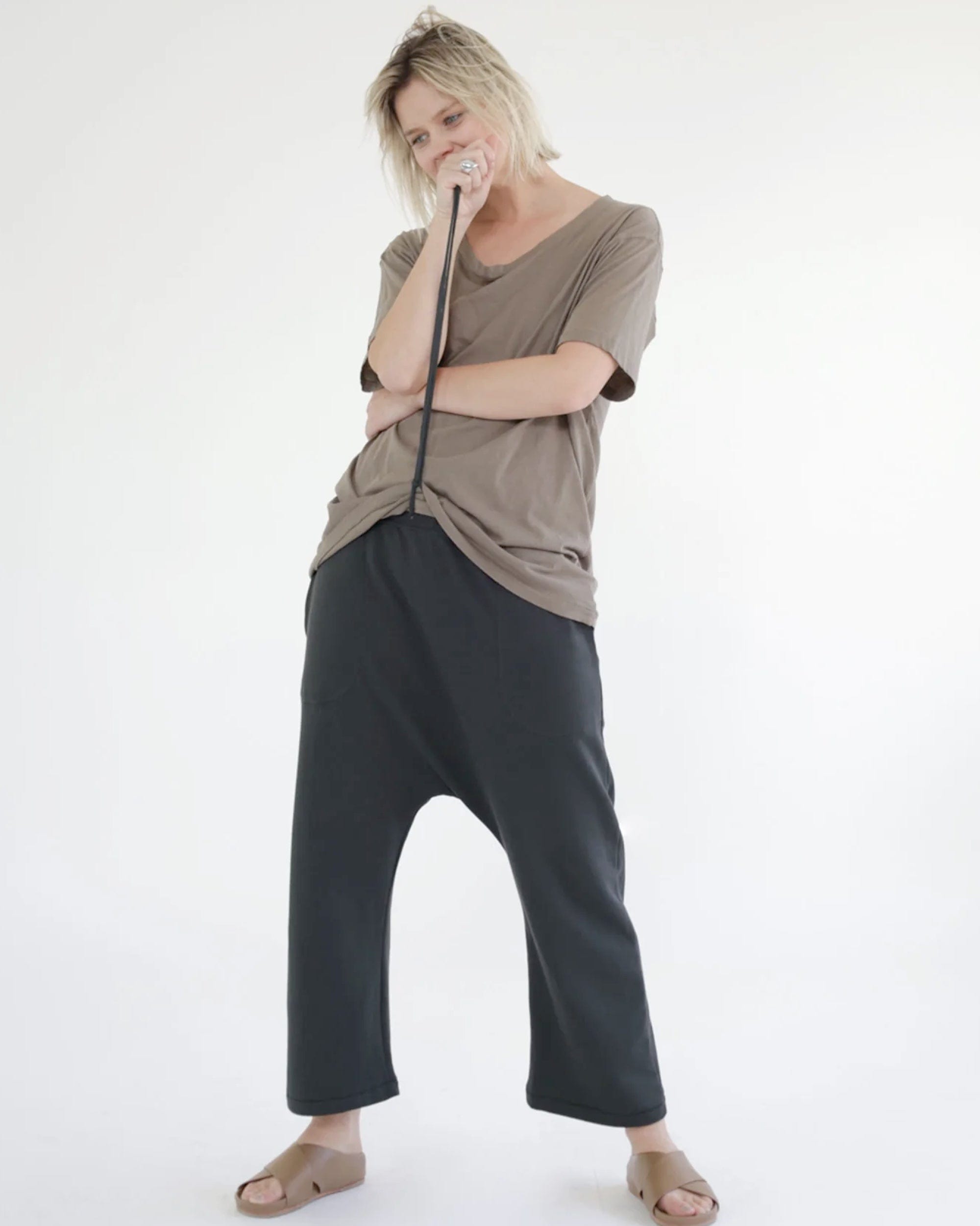 Garment Dye French Terry Baggy Sweatpants - Coal | Japandi Supply