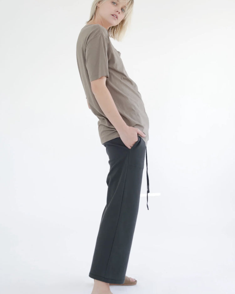Garment Dye French Terry Baggy Sweatpants - Coal Profile