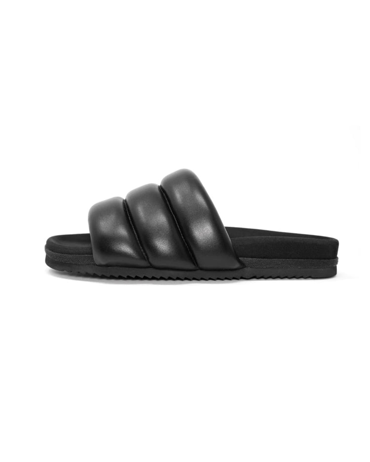 ROAM Puffy Sandals Black Vegan Leather Profile