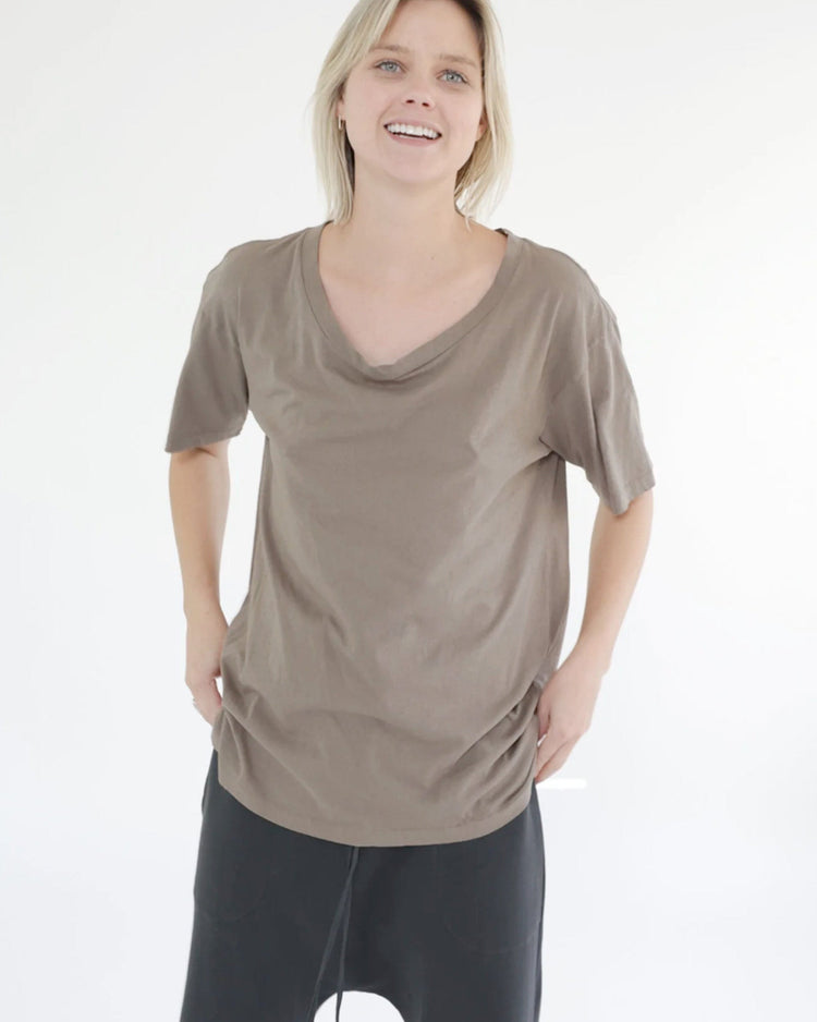 Garment Dye Oversized Cotton Crew Neck T-shirt Front View