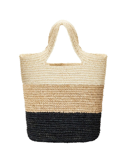 Handmade Colorblock Raffia Tote